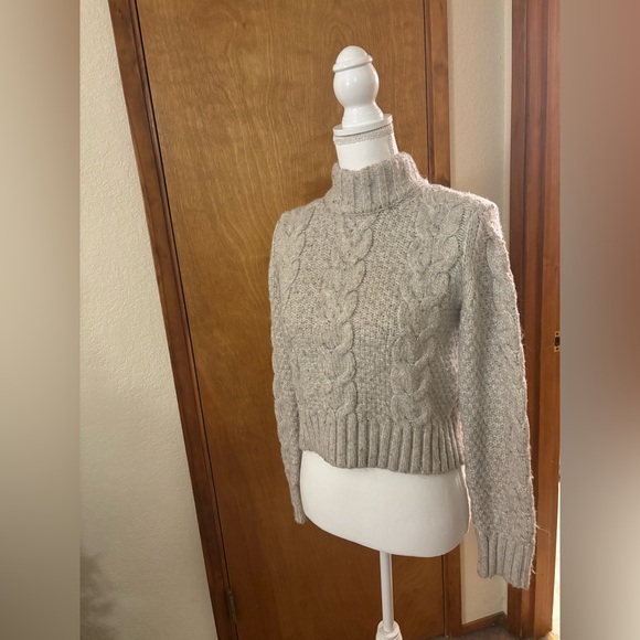 American Eagle Outfitters Cable Knit Cowl Neck Sweater - Gray - Picture 2 of 8